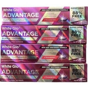 4X WHITE GLO ADVANTAGE STRAWBERRY FLAVOR PURPLE WHITENING TOOTHPASTE 🍓🍓